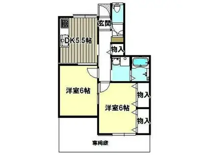 サンハイツ原田(2DK/1階)の間取り写真