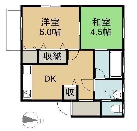藤田コーポB(2DK/2階)の間取り写真