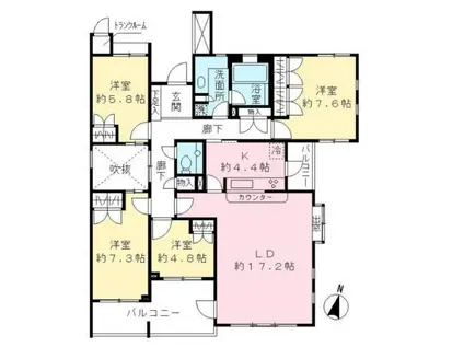 エストライフつつじヶ丘七番館(4LDK/3階)の間取り写真