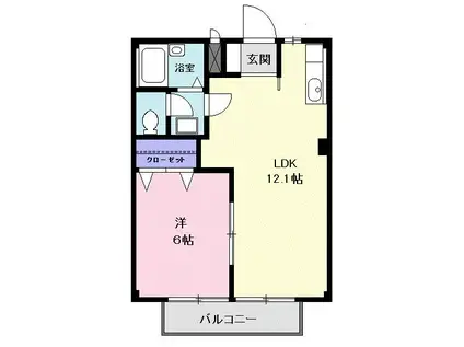 グランドハイツII(1LDK/2階)の間取り写真