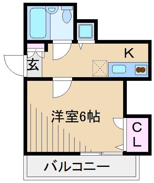 シャトー妙蓮寺(1K/2階)の間取り写真