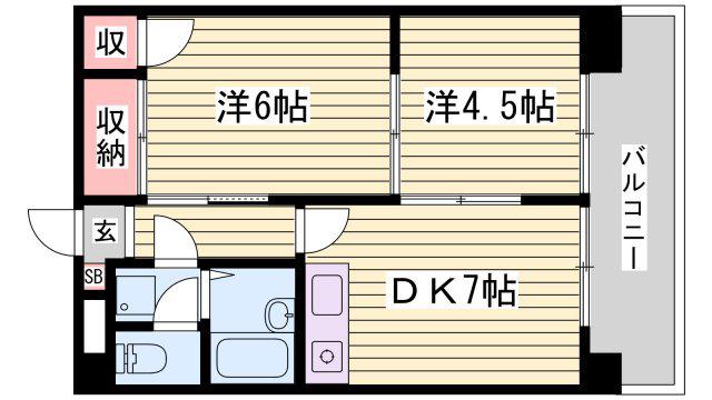 ベルトピア手柄I(2DK/2階)の間取り写真