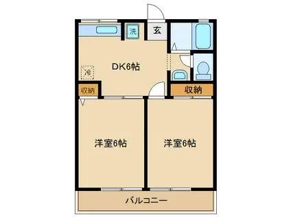 Tハイム(2DK/2階)の間取り写真