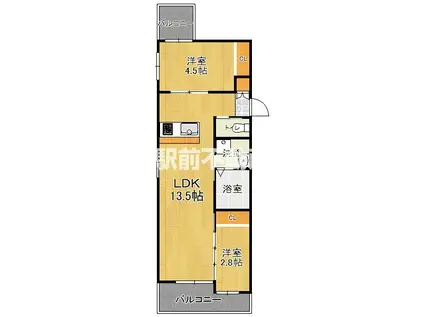 MIRALAL藤崎(2LDK/1階)の間取り写真