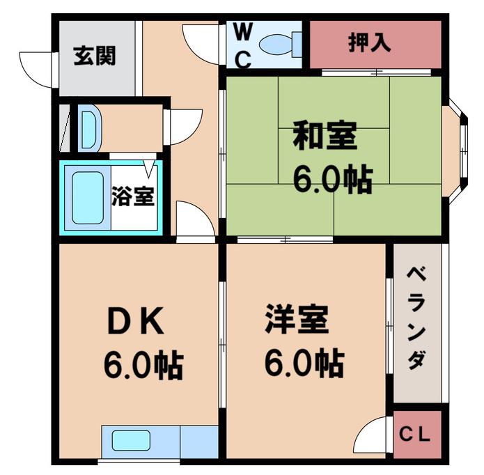 サニーハイツ(2DK/3階)の間取り写真