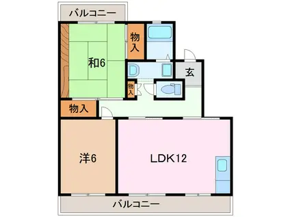 グランドール靖国(2LDK/2階)の間取り写真