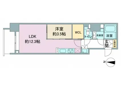 スリーアイランドタワー久屋大通(1LDK/3階)の間取り写真