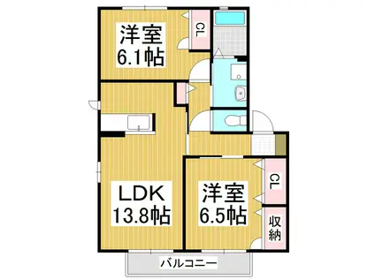 それいゆB棟(2LDK/1階)の間取り写真