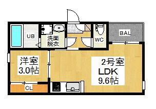 REGALEST 名西(1LDK/1階)の間取り写真