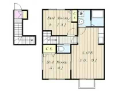 ルミエールS&S(2LDK/2階)の間取り写真