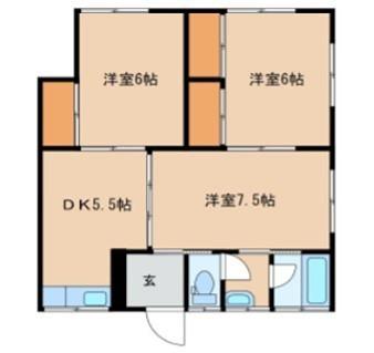 宇佐川ハイツ(3DK/2階)の間取り写真