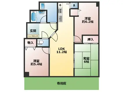 グレイス日吉VI(3LDK/1階)の間取り写真