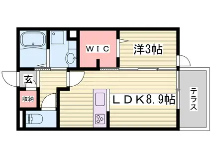 ルクプルFII(1LDK/1階)の間取り写真