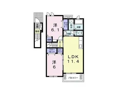 グレイス VILLA II(2LDK/2階)の間取り写真