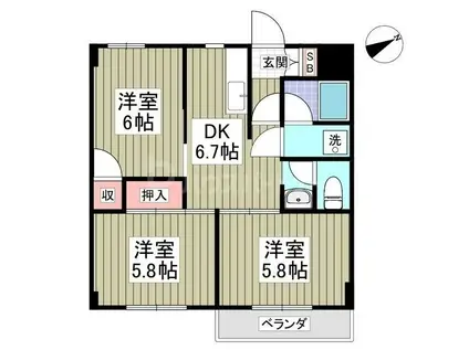 ビラージュ(3DK/3階)の間取り写真