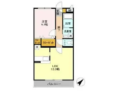 エスペランサ(1LDK/3階)の間取り写真