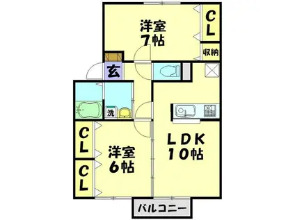 アネシス(2LDK/1階)の間取り写真