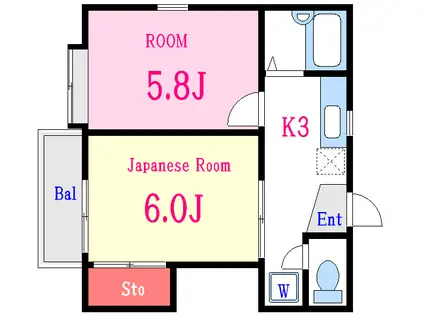 メゾンジュネス(2K/2階)の間取り写真