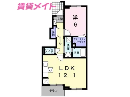 ピュアシス若松(1LDK/1階)の間取り写真