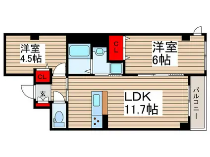 BELLE(2LDK/3階)の間取り写真