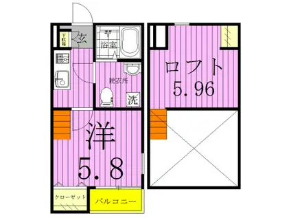 RYDE ライド(1K/1階)の間取り写真
