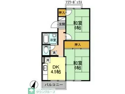 チャーリーズマンションII(2DK/3階)の間取り写真