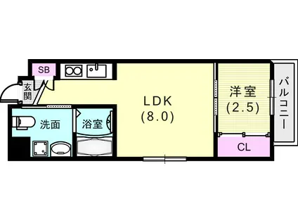 ザ・コッチ神戸(1LDK/9階)の間取り写真