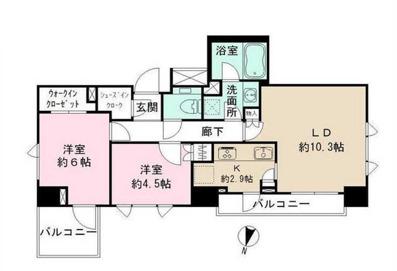 パークハウス本郷三丁目アーバンス(2LDK/14階)の間取り写真
