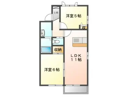 セピアコートC(2LDK/2階)の間取り写真