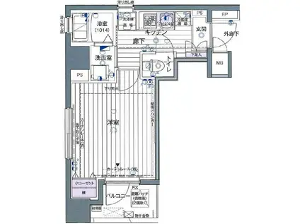 ヴァレッシア錦糸町シティ(1K/2階)の間取り写真