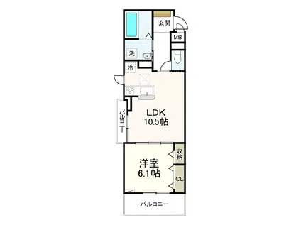 アウル吉祥寺南(1LDK/2階)の間取り写真