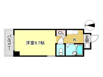 ゴールドクレスト(1K/4階)の間取り写真