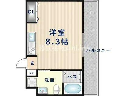 リビングライフ長瀬イースト(ワンルーム/3階)の間取り写真