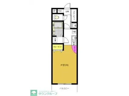 シティドミール若葉(ワンルーム/3階)の間取り写真