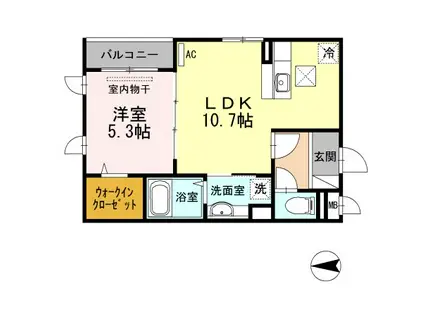 ピケルーナ西宮北口(1LDK/1階)の間取り写真