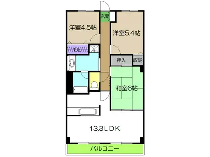 リベルテ・パレI(3LDK/4階)の間取り写真