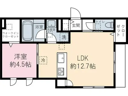ラ カーサドルチェー羽根木2丁目-(1LDK/1階)の間取り写真
