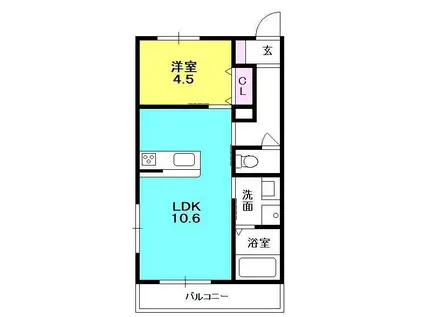 ヘーベルメゾン夙川(1LDK/2階)の間取り写真