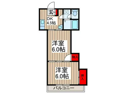 キャッスルホシノ(2DK/2階)の間取り写真