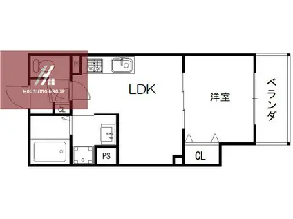 セレニティ長吉出戸(1LDK/2階)の間取り写真