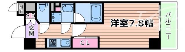 THE MUTUAL江坂(1K/5階)の間取り写真