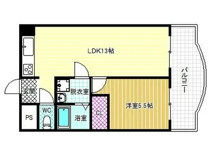 新栄プロパティー羽曳が丘(1LDK/3階)の間取り写真