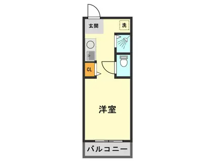 パークサイドヴィラ(ワンルーム/1階)の間取り写真