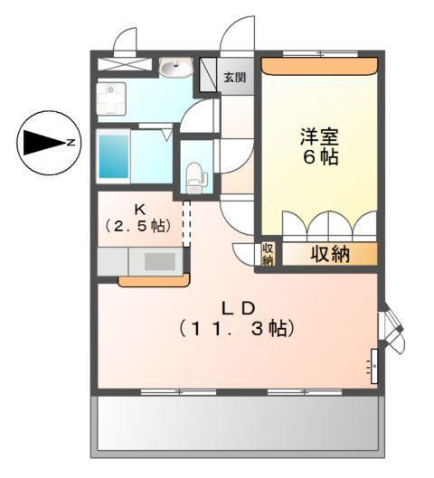 サンシャイン1号館(1LDK/1階)の間取り写真