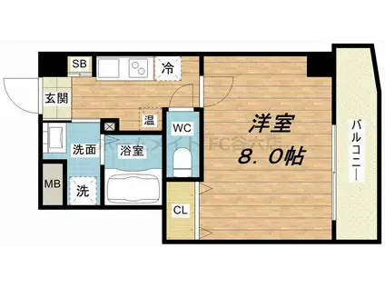 ラ・フォンテ松屋町(1K/11階)の間取り写真