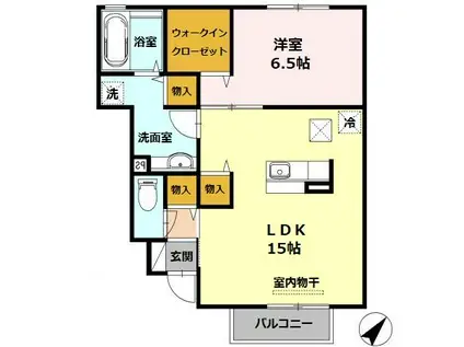 PENNY LANE A棟(1LDK/1階)の間取り写真