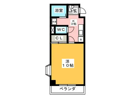 サンシティ林(1K/1階)の間取り写真