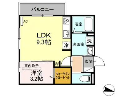アップス大町DII(1LDK/1階)の間取り写真