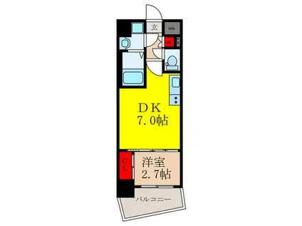 プレサンス江坂ベルフィーヌ(1DK/8階)の間取り写真