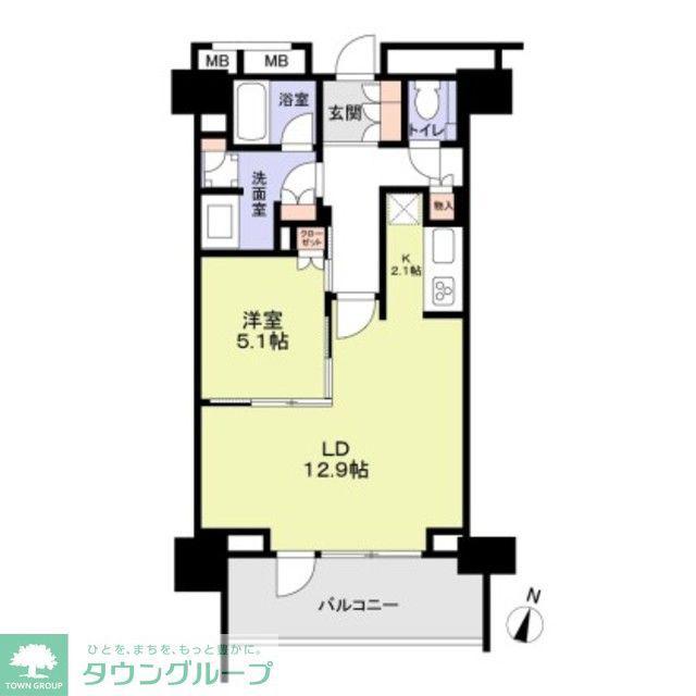 パークコート千代田一番町(1LDK/5階)の間取り写真